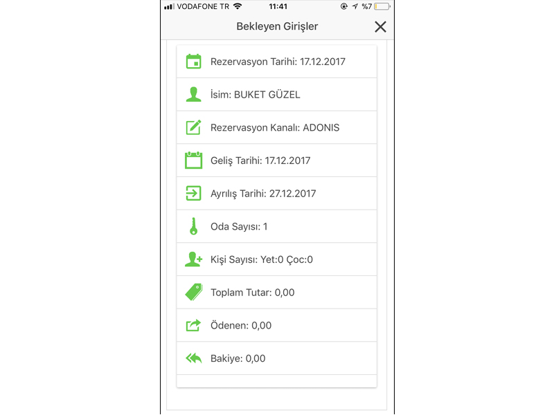 Adonis Mobil Otel Programı